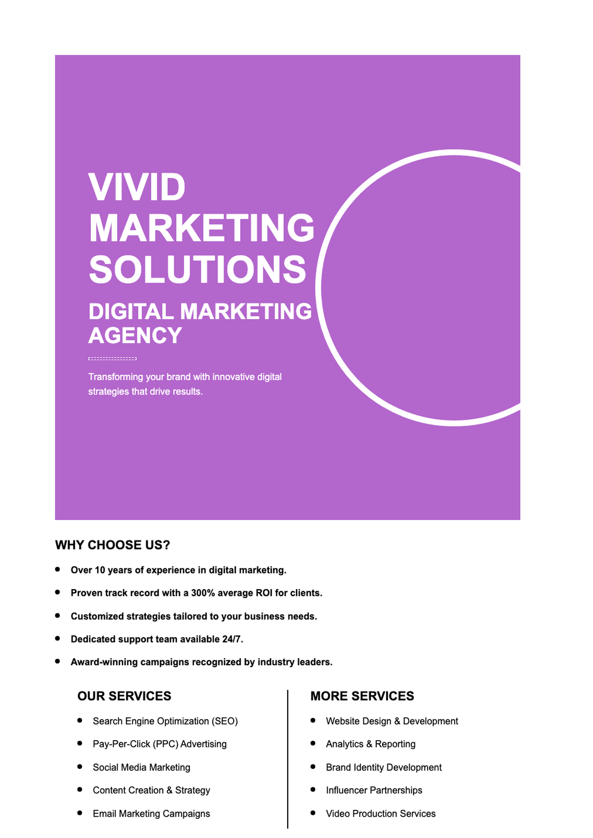 Digital marketing agency promotional flyer with team photo and service highlights_variant_2